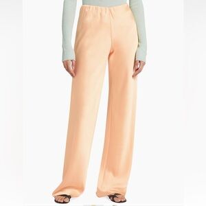 Vince Satin High-Waist Bias Pant in Cantaloupe size Large Chic Peach Wide-Leg